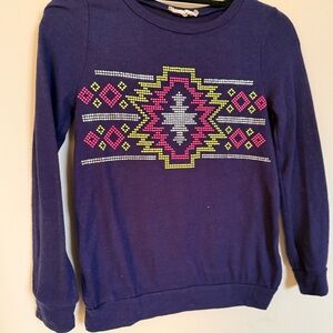 Girls Purple Studded Graphic Sweatshirt | Size L